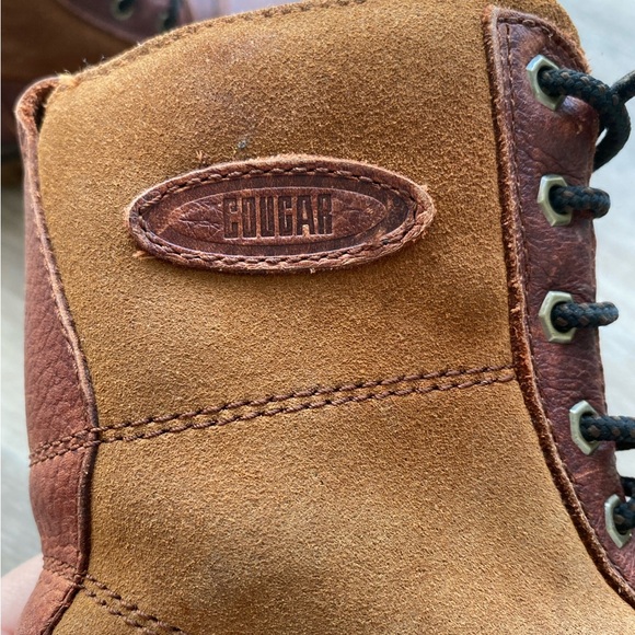 Vintage Cougar Corvair Leather & Suede Chunky Heel Boots - Picture 4 of 8